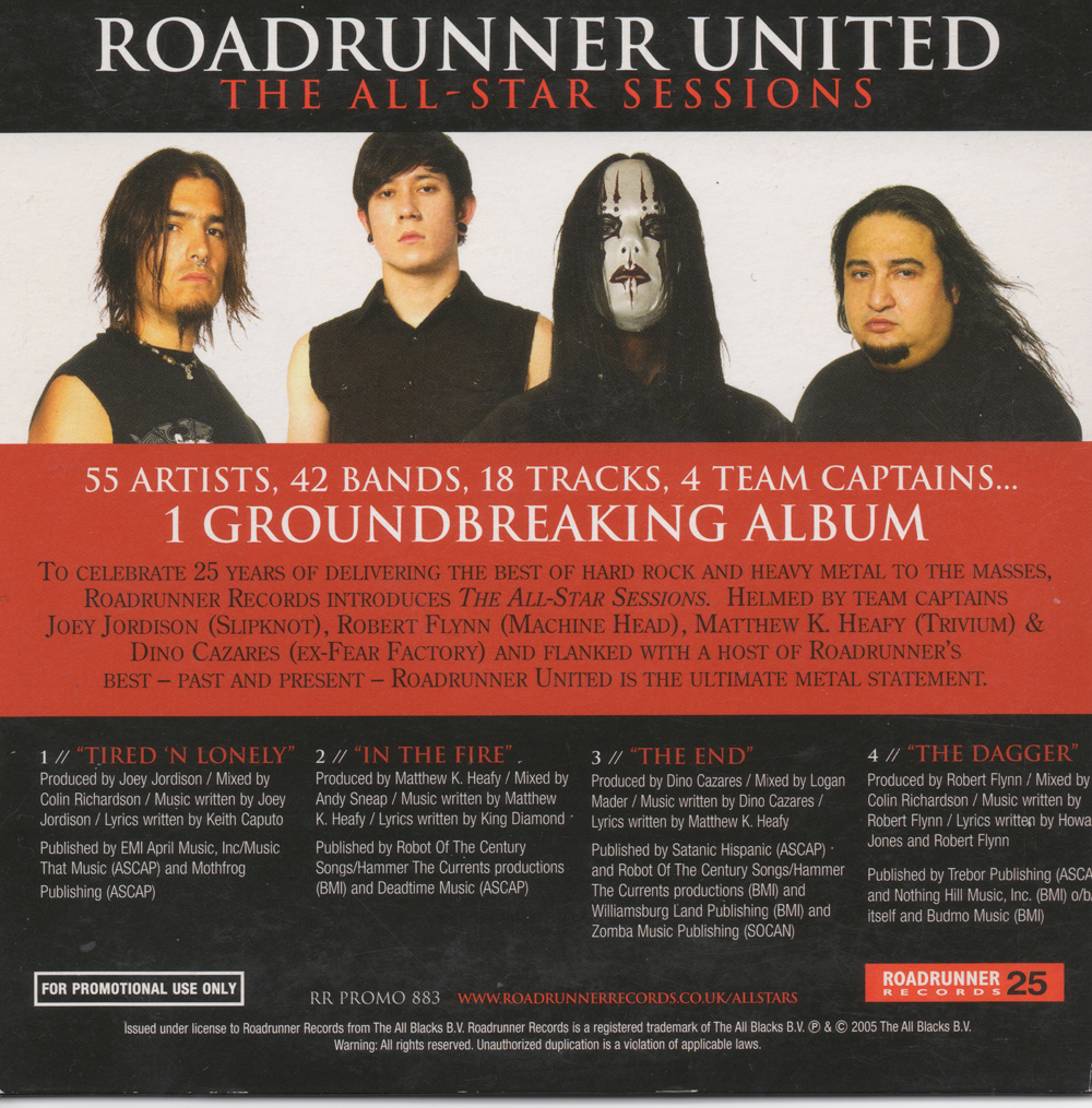 Roadrunner Allstarts Album Sampler Back