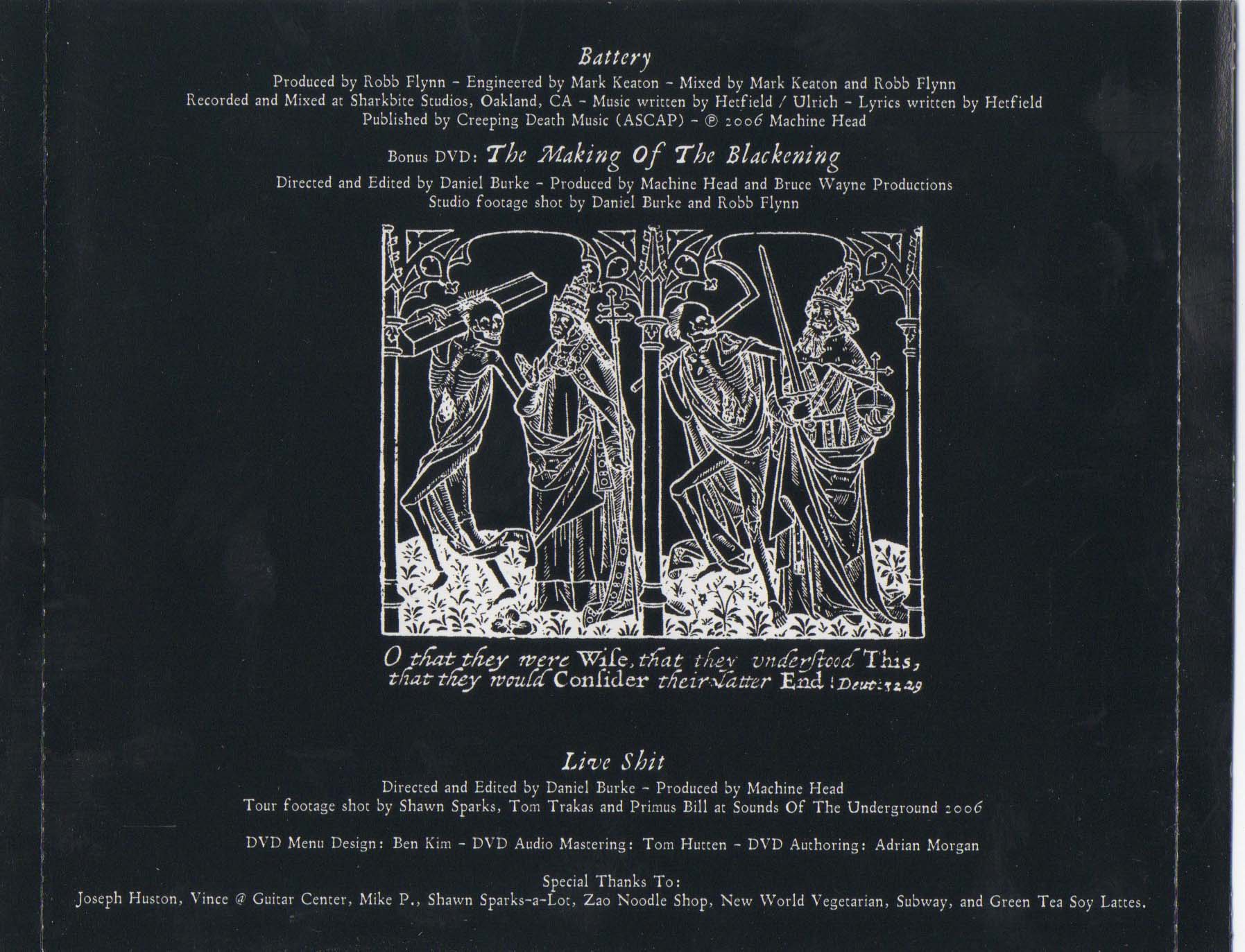 The Blackening CDDVD inlay