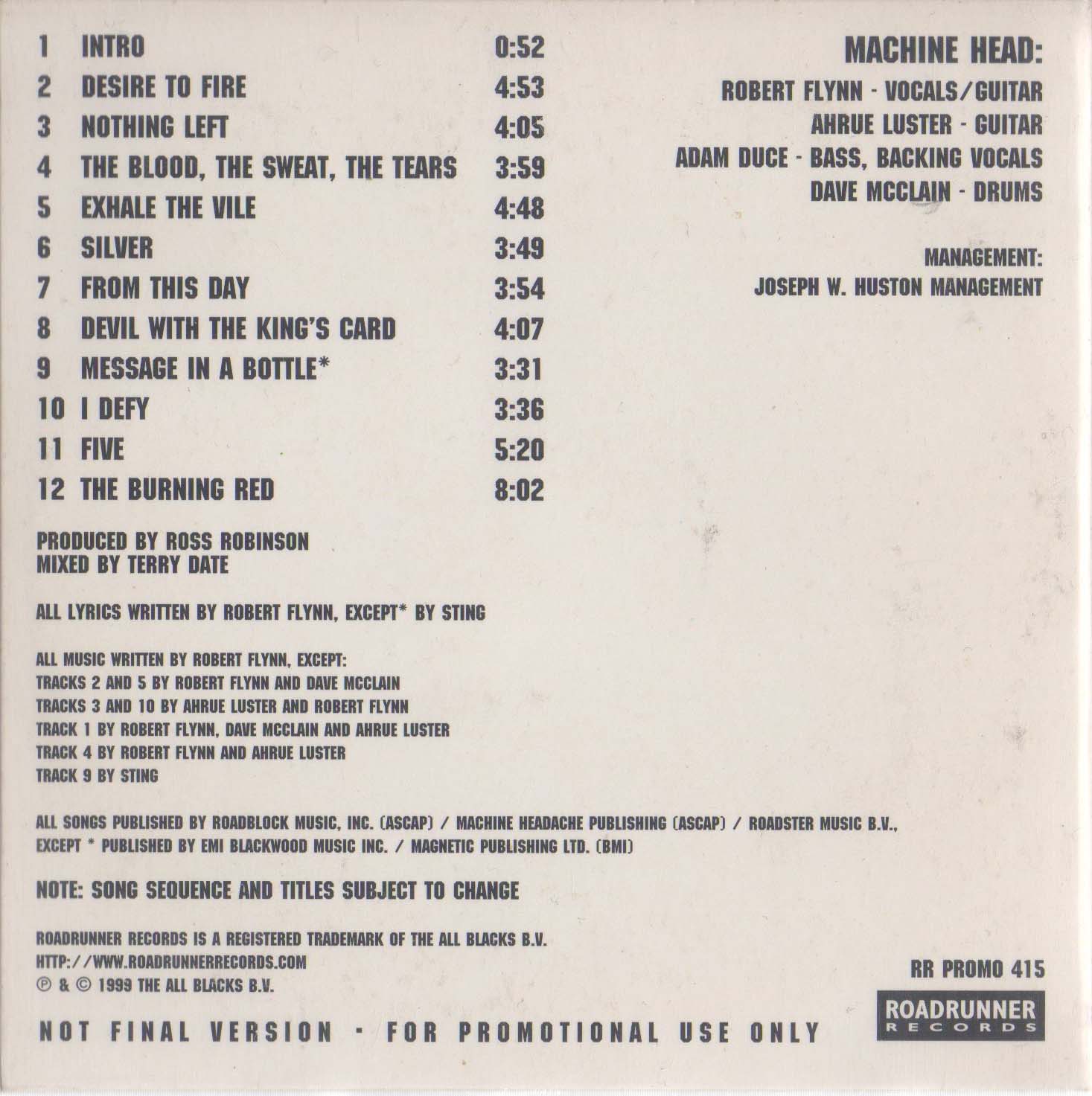 The Burning Red Card Sleeve Promo Back